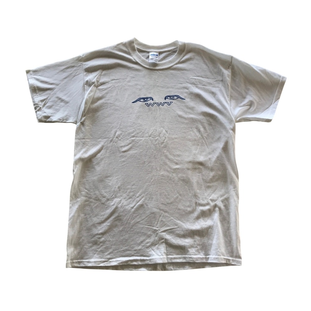 Gildan Ultra Cotton Obscure Artist Graphic Tee White Blue Eyes WWV Mens Large